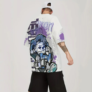 Camiseta con estampado gráfico Diseño de robot futurista negro, ropa informal, camiseta de gran tamaño para todos los días Camisetas de algodón 100% para hombres - Product Image 2