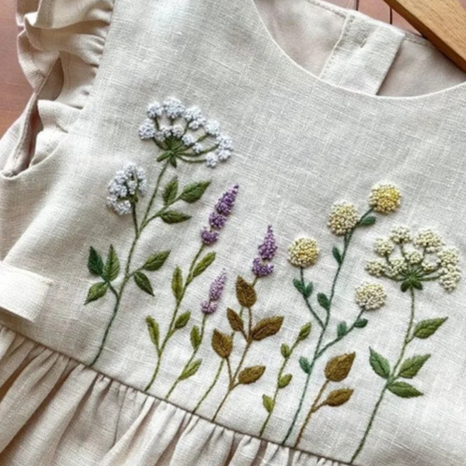 adrianna papell short sleeve floral embroidered a line dress Beige Floral Embroidered Flounce Dress With Sheer Short Sleeves main image 0