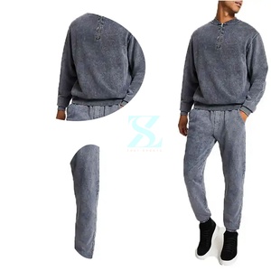 Ensemble survêtement homme 100 % coton, sweat-shirt et pantalon de jogging délavé à l'acide, vêtements de sport décontractés, sweat-shirt et pantalon de jogging streetwear, survêtement personnalisé avec logo - Product Image 6