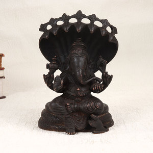 Estatua de Ganesha india de bronce antiguo de latón hecho a mano indio - Product Image 1