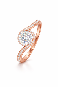 Bague de fiançailles en or massif 14 carats, style éternité, sertie d'un halo de diamants de laboratoire certifiés IGI, plaquée or, 1 carat, taille ronde - Product Image 4