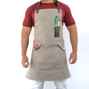 High Quality Custom Unisex Comfortable Leather Strap Washed Cotton Canvas Tool <b>Work</b> Kitchen Cooking Baking Chef <b>Aprons</b> - Product Image 1