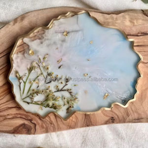 ที่รองแก้วทำจากเรซินรูปทรงไม่สม่ำเสมอขอบทองงานฝีมือไม่ซ้ำใครรูปแบบอินเดียสำหรับโอกาสคริสต์มาส - Product Image 2