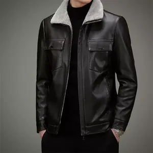 Chaqueta Bomber de Cuero Camuflada Unisex de Primavera, Cuero Puro, Resistente al Viento, Moderna con Solapa - Product Image 5