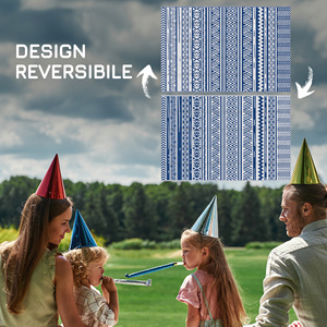 Tapis d'extérieur Outsunny 182x274 cm pliable et réversible, en polypropylène bleu et blanc - Product Image 6