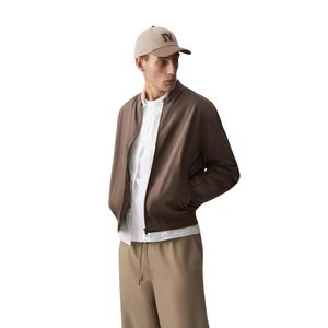 Haute qualité hommes col montant Bomber veste automne/hiver coupe-vent fermeture à glissière mince Style décontracté usine solide enduit - Product Image 6