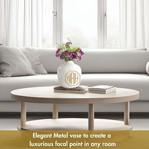 แจกันดอกไม้โลหะสีขาวทุบสำเนียงตกแต่งที่ทันสมัยสำหรับห้องนั่งเล่นสำนักงานงานแต่งงานขายส่งจำนวนมากส่งออกจากโรงงาน - Product Image 2