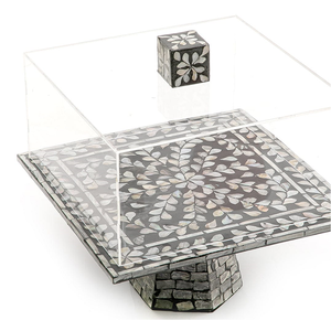 Customized Polish Organizer Long Food Safe Acrylic Lid Square Mother of Pearl Resin Design Decor <b>Tray</b> Hot Sale <b>Small</b> Cheap - Product Image 1