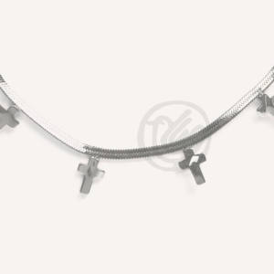 Collar con Colgante de Cruz de Cadena de Serpiente de Acero Inoxidable YFB 281 P, Joyería de Moda con Significado Religioso - Product Image 1