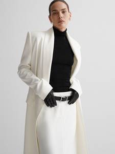 Ensemble jupe et blazer blanc pour femme, costume formel à double boutonnage, tenue de bureau élégante, costume de jupe décontracté pour affaires, look pour invité de mariage - Product Image 5