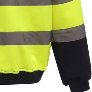 Seguridad vial de alta calidad reflectante seguridad ropa de trabajo cremallera chaqueta con capucha hombres seguridad manga larga construcción sudaderas con capucha - Product Image 6