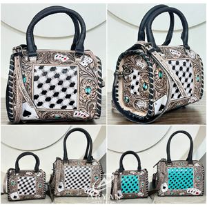 Colección de Bolsos Speedy, Bolso de Cuero Vacuno Hecho a Mano, Estilo Occidental, con Diseño de Ases, Mini Bolso de Viaje de Lujo para Mujer, Tamaños Grande, Mediano y Pequeño - Product Image 1