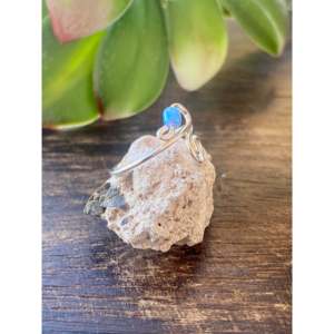 Zuni Handmade Blue <b>Opal</b> & Sterling Silver Moissanite <b>Ring</b> - Product Image 3