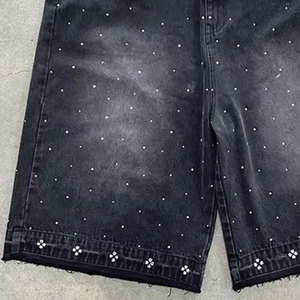 Shorts en laine personnalisés pour hommes, jorts streetwear Y2K, coupe droite classique, été décontracté, taille élastique, 100% coton uni - Product Image 2