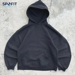 เสื้อฮู้ดผ้าฝ้าย100% แบบสวมหัวมีฮู้ดระบายอากาศได้ดีสำหรับผู้ชาย500GSM โอเวอร์ไซส์ทรงบ็อกซี่ฟิตเนส - Product Image 1