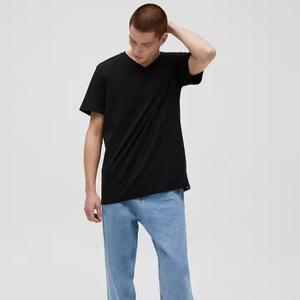 Venta al por mayor 100% algodón liso camisetas de gran tamaño de manga corta transpirable en relieve camiseta de los hombres crea tu propio estilo logotipo personalizado - Product Image 3