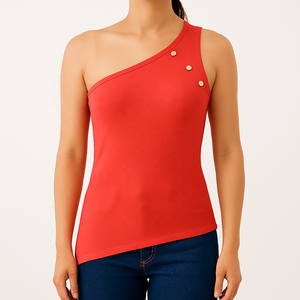 เสื้อครอปออกกำลังกายผู้หญิงคุณภาพสูงแบบสั่งทำพิเศษ ผ้าฝ้าย 100% ระบายอากาศได้ดี เหมาะสำหรับโยคะและออกกำลังกาย ตัดเย็บแบบไหล่ไม่สมมาตร - Product Image 2