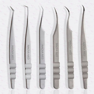 INNOVAMED INSTRUMENT Outils d'extensions de cils en acier inoxydable de haute qualité Pince à épiler à pointe droite et incurvée pour une utilisation en beauté - Product Image 1