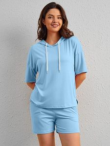 เซ็ตกางเกงขาสั้นแนวสปอร์ตสองชิ้นเสื้อแขนยาวและกางเกงขี่จักรยานระบายอากาศได้ดีผ้าคอตตอน100% แบบลำลองสำหรับฤดูร้อนของ2025 - Product Image 2