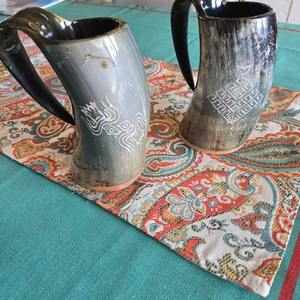 Verre à boire en corne viking artisanal de qualité supérieure, écologique, avec détails en cuir et métal de luxe, style animal poli pour la maison - Product Image 4