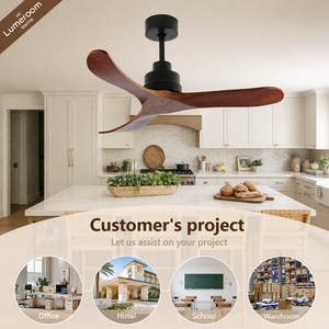 36 Inch <b>Ceiling</b> <b>Fan</b> Without Light, 3 Solid Wood Blades, Downrod Mount, <b>Remote</b> <b>Control</b>, DC Motor for Bedroom Living Room - Product Image 3