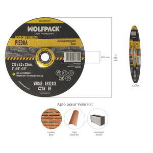 Disco abrasivo da taglio Stone Plus Ø 230 x Ø 22 mm. Spessore 3,2 mm. - Product Image 2