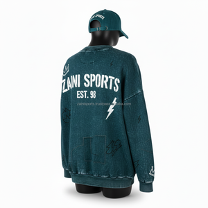 Sudadera de Felpa de Algodón para Mujer, Color Verde Lavado, Logotipo Personalizado Bordado, Diseño Urbano, Sudaderas Transpirables para Mujer - Product Image 5