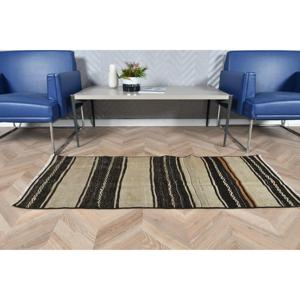 Tapis vintage 2x4,9 pieds, petit tapis turc, tapis en laine noir et marron à motifs de plantes et d'arbres - Product Image 3