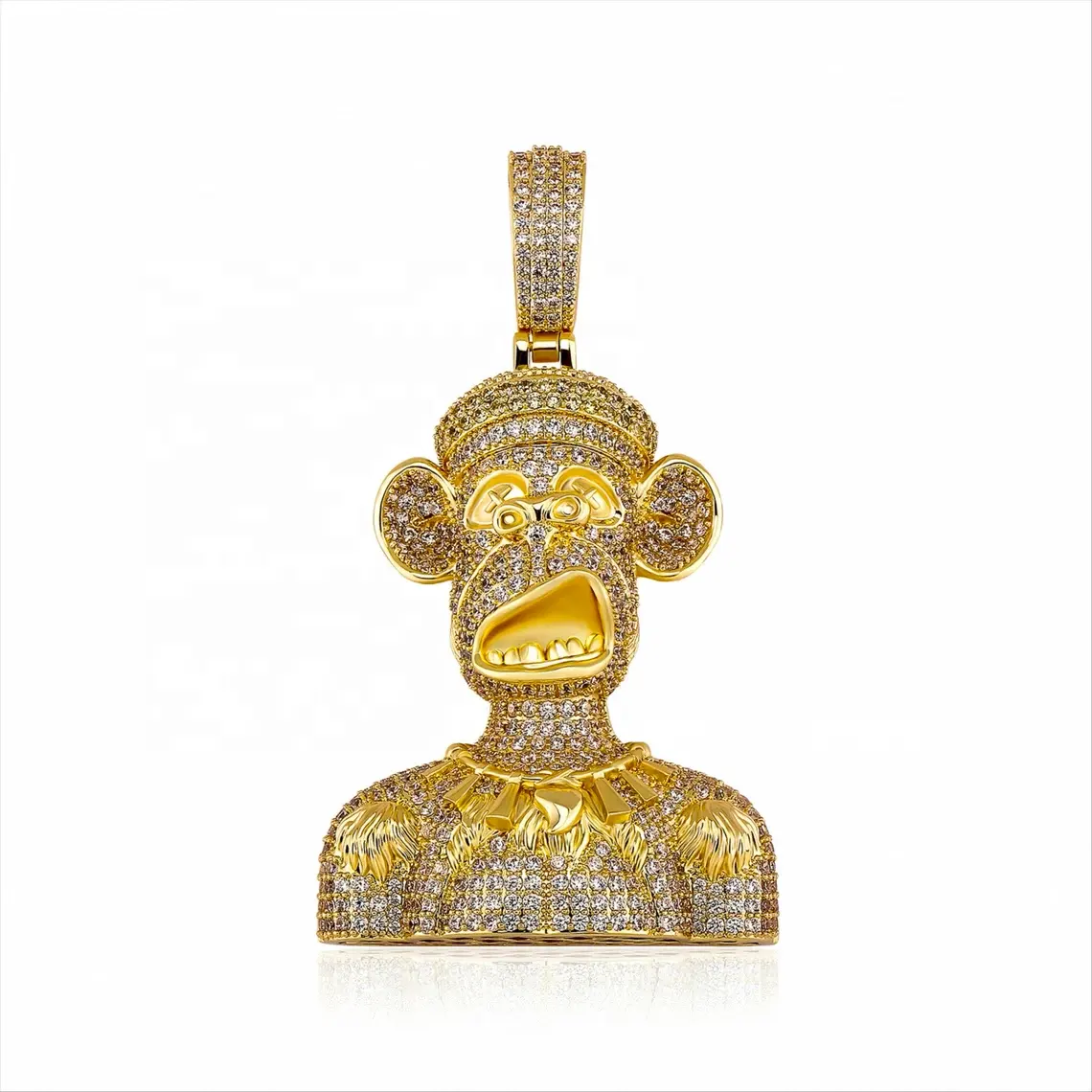 Cartoon Diamond Monkey Halskette Gold gefüllt Monkey Halskette Tiere Hip-Hop Schmuck