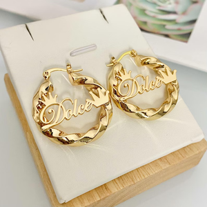 Set Personalizzato di Collane con Nome e <span class=keywords><strong>Corona</strong></span>, Orecchini in Acciaio Inossidabile Dorato, Gioielli alla Moda per Donne, Idea Regalo - Product Image 4