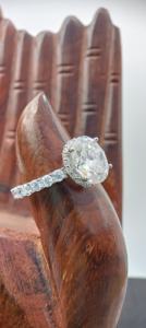 Bijoux fins ARGENT STERLING 14K Or Blanc Massif Ovale Diamant Bague de Fiançailles 3 CT Blanc VVS Naturel Ensemble De Mariage Bague - Product Image 5