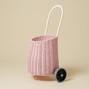 Mini carretilla de mimbre tejida a mano con ruedas para niños, bolso con ruedas, precio barato, nuevo diseño - Product Image 3