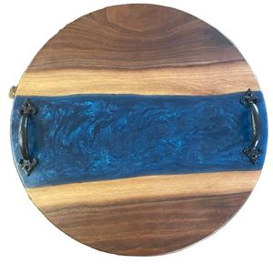 ถาดอาหารเป็นมิตรกับสิ่งแวดล้อมที่ต้องการอย่างมากพร้อมที่รองแก้ว 4 ชิ้นถาดเสิร์ฟไม้และเรซิ่นพร้อมที่จับโลหะร้านอาหารและอุปกรณ์โรงแรม - Product Image 6