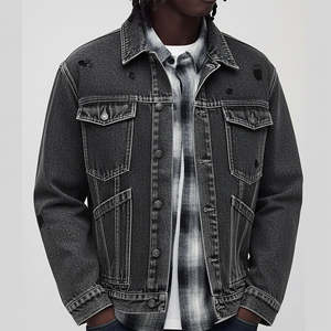 Chaqueta Vaquera de Lona Entallada de Estilo Urbano Otoñal para Hombre, Precio al por Mayor, Estilo Vintage Regular, Ecológica, Resistente al Viento, con Bolsillos Delanteros - Product Image 1