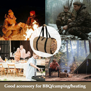 Firewood Handbag Large Capacity Outdoor Wood Bag Canvas Handheld Outdoor <b>Camping</b> Firewood Bag for <b>Camping</b> - Product Image 5