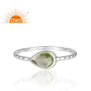Best Selling Fine Sterling Silver Natural Peridot Gemstone Stackable Ring Custom Jewelry For Women Gift For Her - Product Image 4