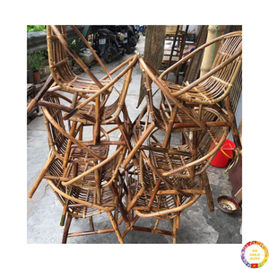 Rattan chair handcrafted natural wicker <b>bamboo</b> frame lightweight durable indoor outdoor furniture Vietnam origin - Product Image 6