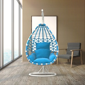 Silla Colgante Tipo Huevo de Mimbre para Jardín, Interior y Exterior, con Soporte de Metal y Cojines, Precio Económico y Envío Rápido - Product Image 1
