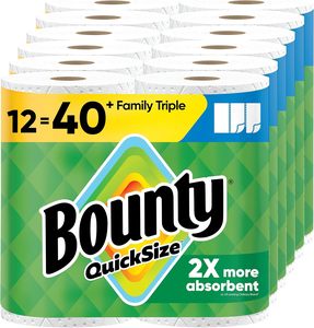 <b>Bounty</b> 2 Ply Absorbent Soft Multifold Eco-Friendly Disposable <b>Kitchen</b> <b>Rolls</b> Quick Size White 16 Family <b>Rolls</b> = 40 Regular <b>Rolls</b> - Product Image 1