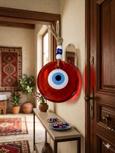 SNB1001 Trendy <b>Red</b> <b>Glitter</b> Glass Evil Eye Bead Home Decoration - Protection and Style - 13 cm - Product Image 2