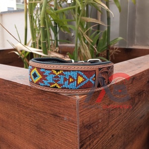 Collar de perro de cuero genuino de patrón occidental, diseño de calavera mecanizado a mano, acolchado y ajustable para mayor comodidad, producto a granel al por mayor - Product Image 5
