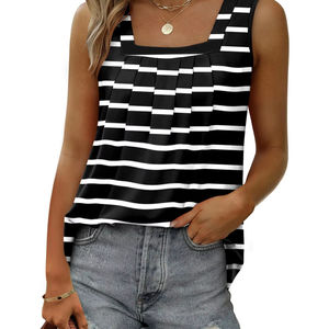 Vêtements de bureau modernes, élégants et confortables, grande taille, coton/fibre de bambou, sans manches, imprimé floral, uni, surdimensionné, décontracté - Product Image 1