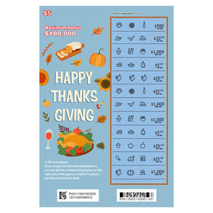 Tickets <span class=keywords><strong>de</strong></span> loterie à thème <span class=keywords><strong>de</strong></span> Thanksgiving Code unique Conception gratuite Impression couleur Loterie Cartes <span class=keywords><strong>de</strong></span> jeu personnalisées Loterie à gratter - Product Image 5