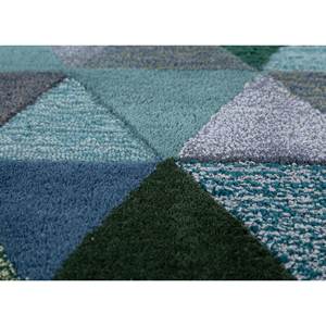 Alfombra Caliedo Azul de Lana y Viscosa Hecha a Mano, 4m de Ancho, Diseño Abstracto Geométrico a Rayas para Pasillo, para Adolescentes, 10mm, para el Hogar - Product Image 3