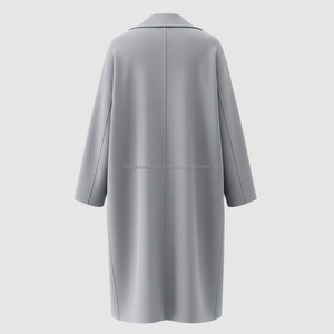 Manteau en laine gris clair à double boutonnage pour femme sur mesure, fabricant OEM et marque privée - Product Image 3