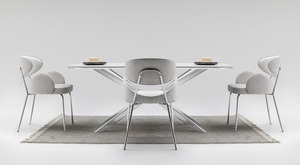 ชุดเฟอร์นิเจอร์ห้องรับประทานอาหารสแตนเลสทันสมัยพร้อมโต๊ะแบบตายตัว1โต๊ะ6เก้าอี้รับประกัน2ปีสำหรับวิลล่าและห้องนั่งเล่น - Product Image 3