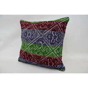 Oreiller en laine multicolore motif vintage Kantha mosaïque Paisley 16x16 pouces avec technique tissée patchwork de raisin - Product Image 3