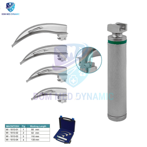 Ensemble Laryngoscope Macintosh à fibre optique | Laryngoscope en acier inoxydable avec 4 lames | Ensemble de Laryngoscope à usage unique et réutilisable - Product Image 3
