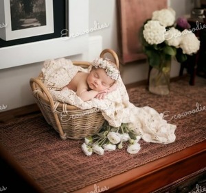 Beau panier en rotin épais lit bébé nouveau Style nouveau-né photographie accessoire personnalisé chambre décoration pour les nouveau-nés - Product Image 3