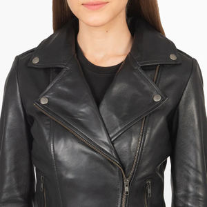Manteau de moto en cuir véritable personnalisé pour femmes | Vêtements d'extérieur à la mode Slim Fit | Fournisseur en gros OEM ODM Usine - Product Image 4